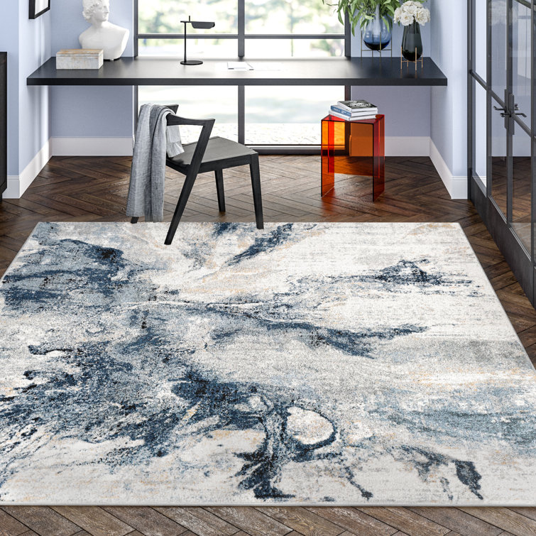 Wade Logan® Dittmer Abstract Navy/Ivory Area Rug & Reviews Wayfair